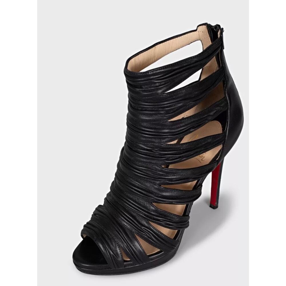 Christian Louboutin Black Leather Striped Pumps 36.5 - Picture 3 of 5